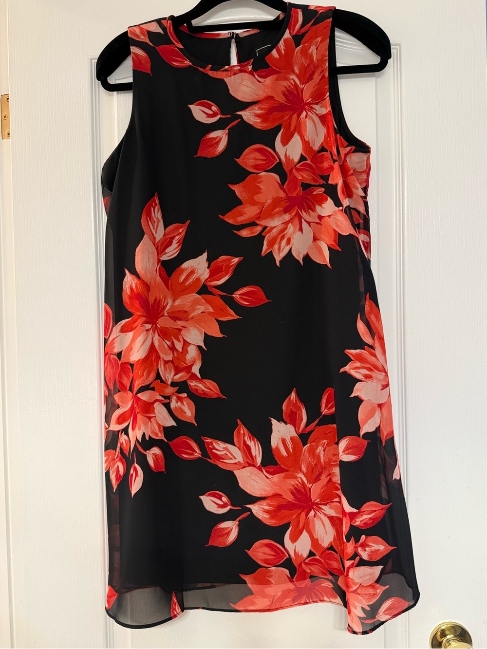 Jessica Howard Black Midi Dress with Red Floral Print
